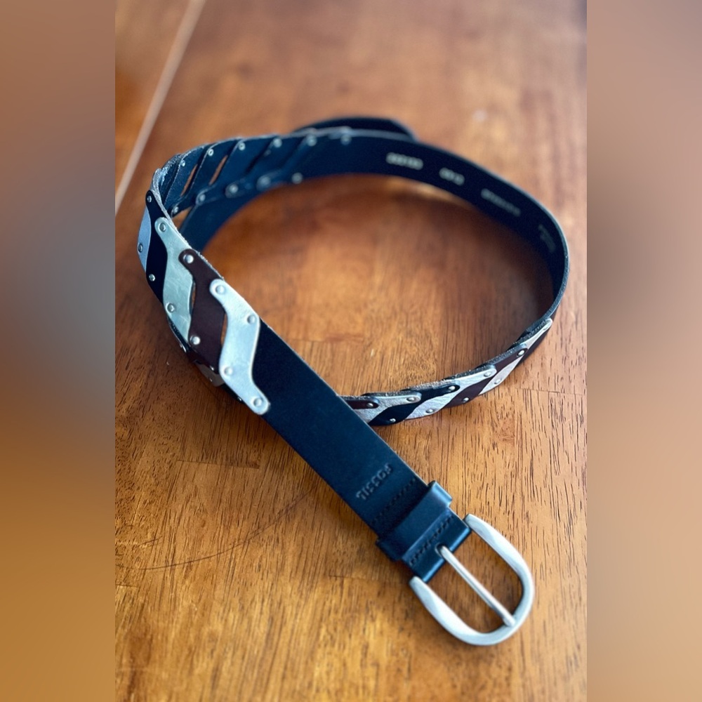 Fossil Black and Silver Women's Belt Size Large